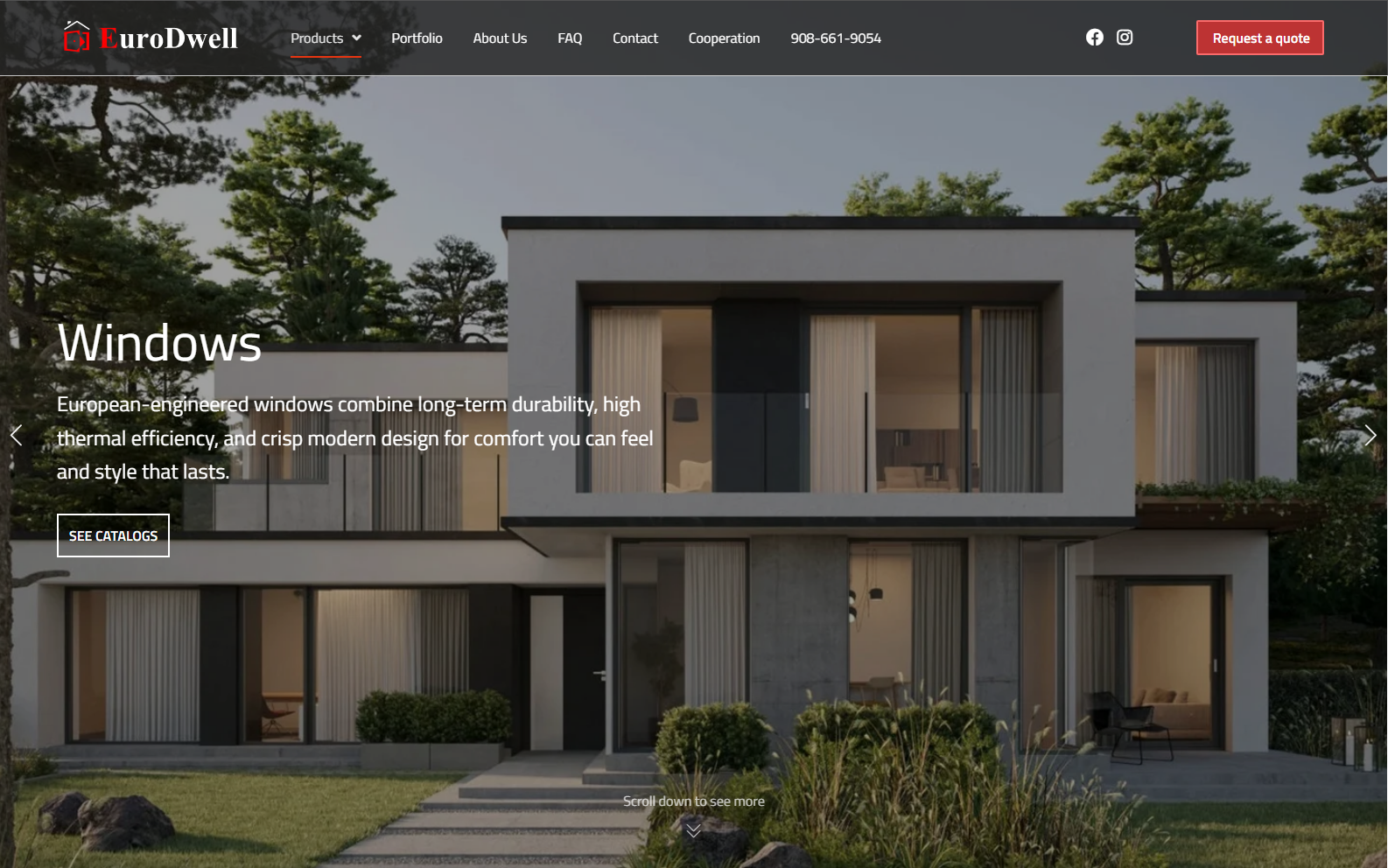 Eurodwell desktop website mockup