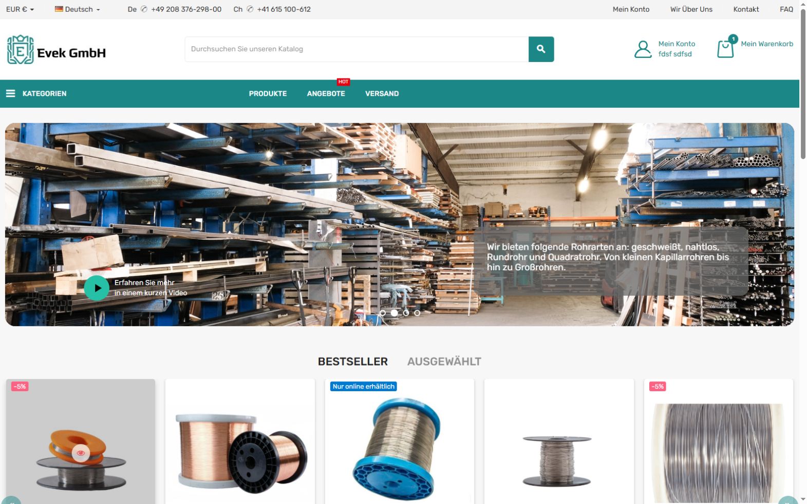 Evek GmbH desktop website mockup