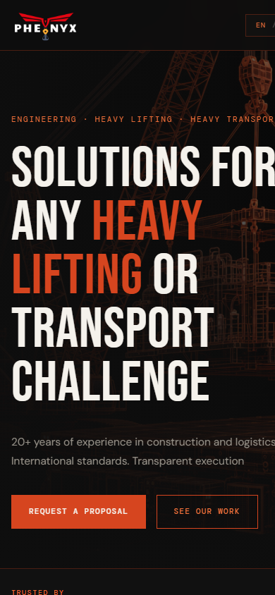Phenyx Rebuild mobile website mockup