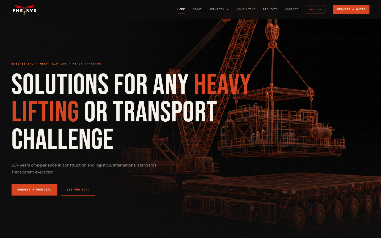 Phenyx Rebuild desktop website mockup