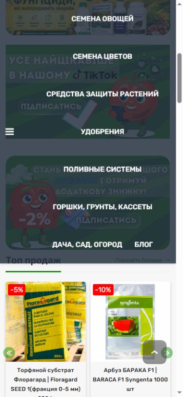 Pomidorka mobile website mockup